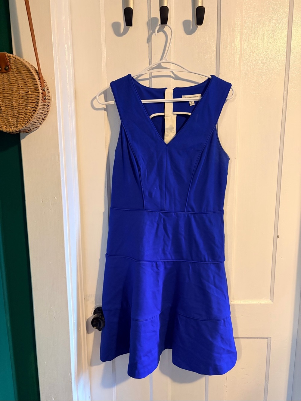 Banana Republic Cobalt Blue Sleeveless V-Neck Fit & Flare Mini Dress